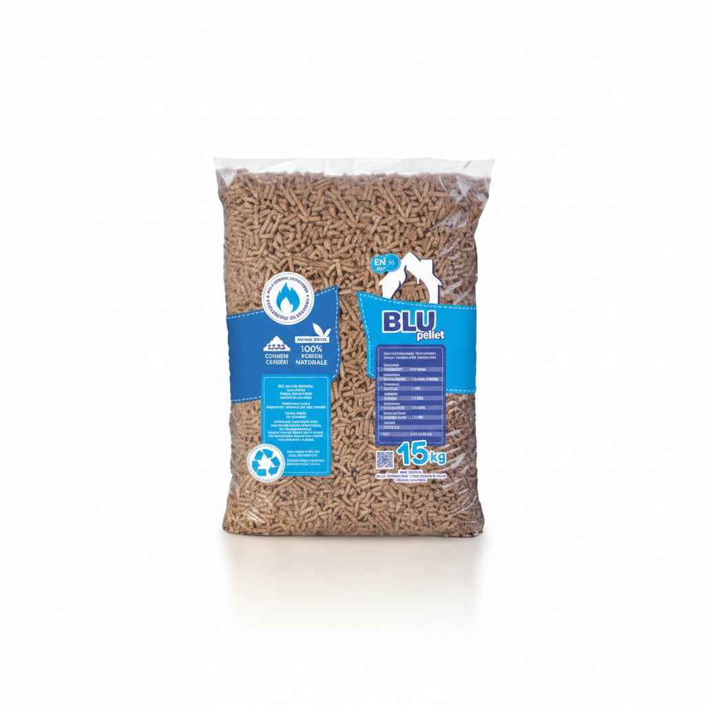 Granulés de bois BLU PELLET en épicéa, 100 %, briand combustibles, palette de 72 sacs, 1080 kg, ENplus A1