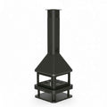 Poêle à bois BRONPI Huelva-Poêle à bois central Briand Combustibles, 15 kW, 4 vitres, A+ pour chauffage efficace.